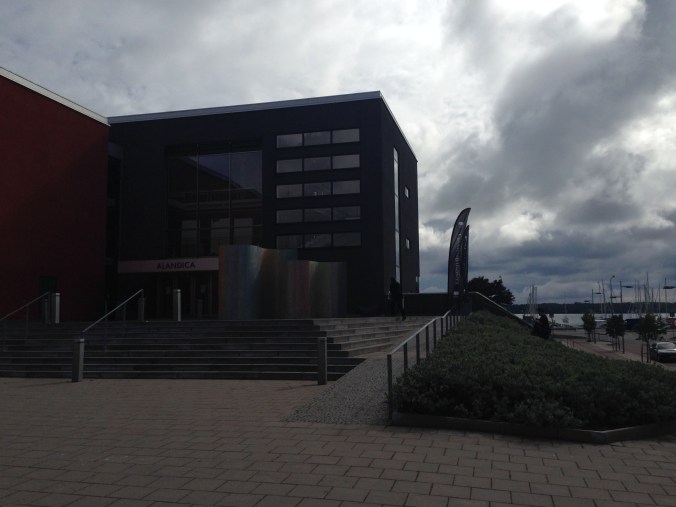 The Alandica conference centre, flanked by Game of Thrones flags